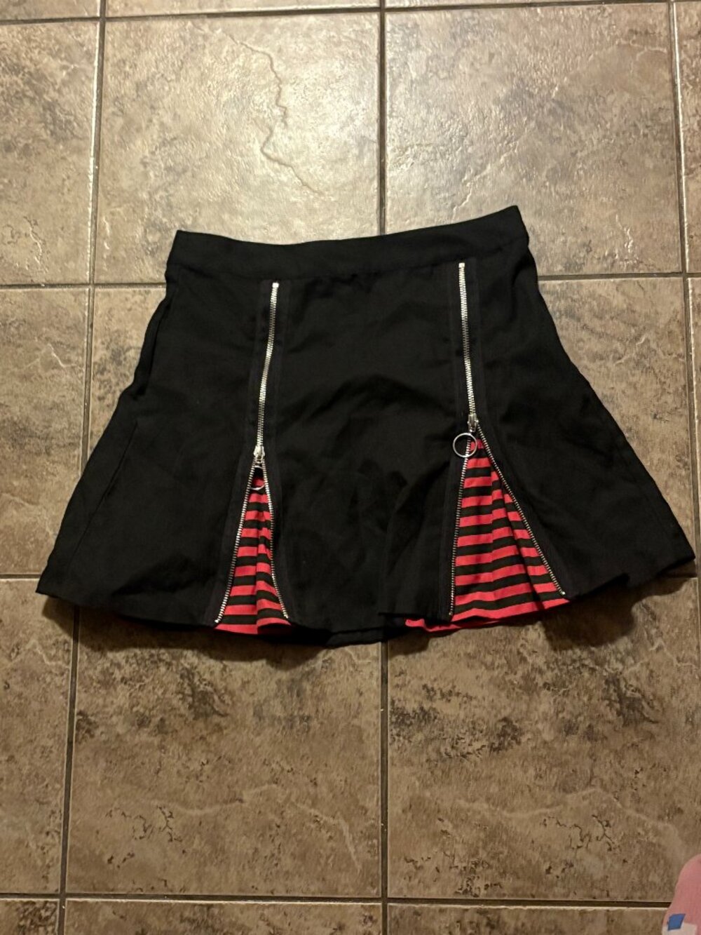 Hot Topic Black Mini Skirt With Red Stripe Detail